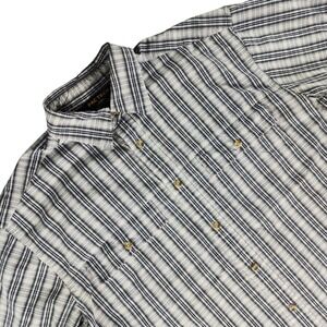 Pacific Trail Pac Tech Shirt Mens Large Blue Plaid Button Down Cotton Mesh Lined